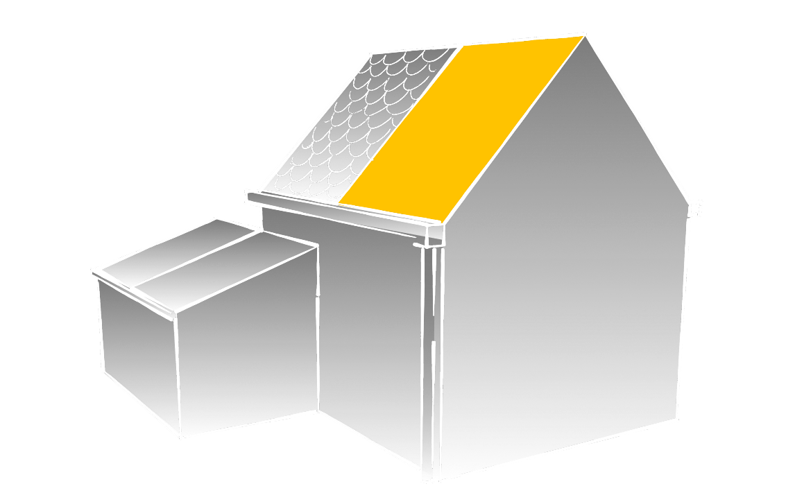 Schets van een dak met geïsoleerde dakplaten