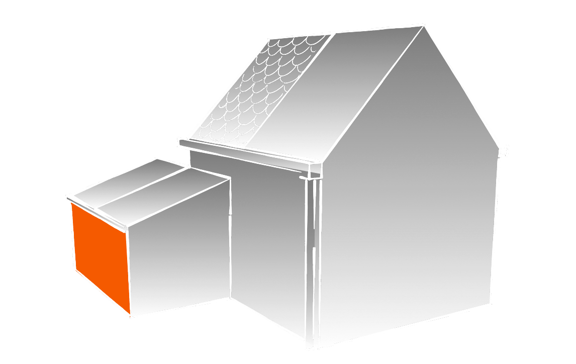 schets van wandpanelen zonder isolatie
